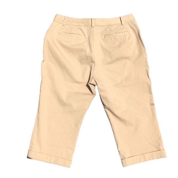 Lauren Ralph Lauren Tan Chino Pants Womens 16 Beige Cropped Classic Cuffed Capri - Picture 3 of 5